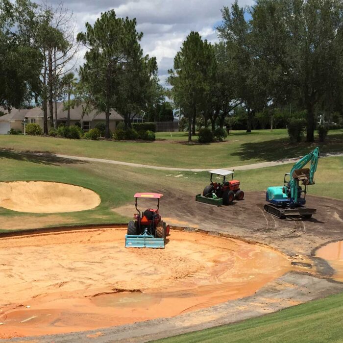 Golf course under construction with shaped fairways