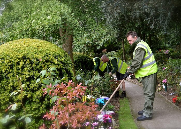 Tradesperson carrying out routine building maintenance