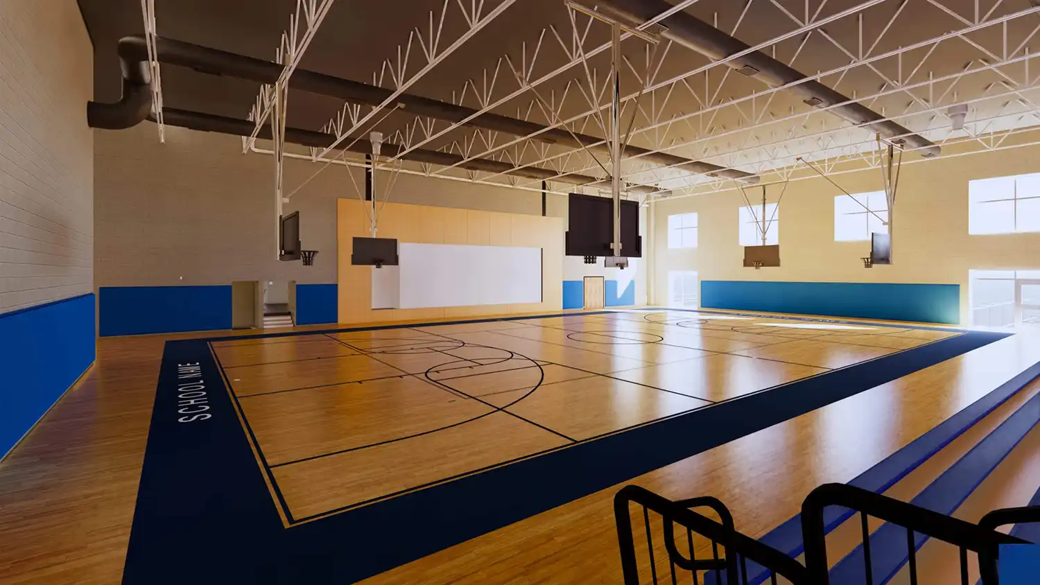 Freshly resurfaced multi-sport court with painted line markings